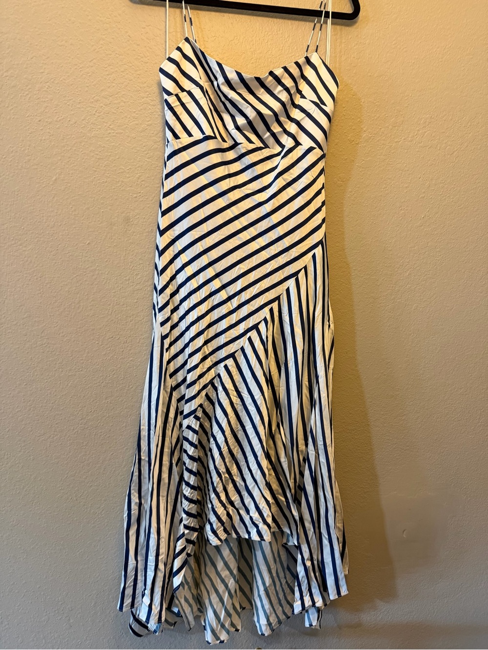 Striped Navy and White Midi Slip Dress